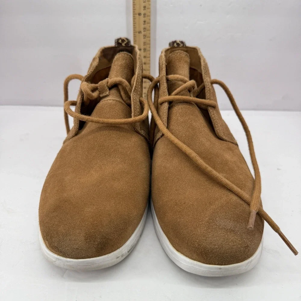 UGG Neumel Flex Chukka Mens 9.5 Chestnut Tan Suede Lace Up Woven Heel Pull
